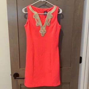 Vince Camuto Hot Pink & Gold Shift Dress